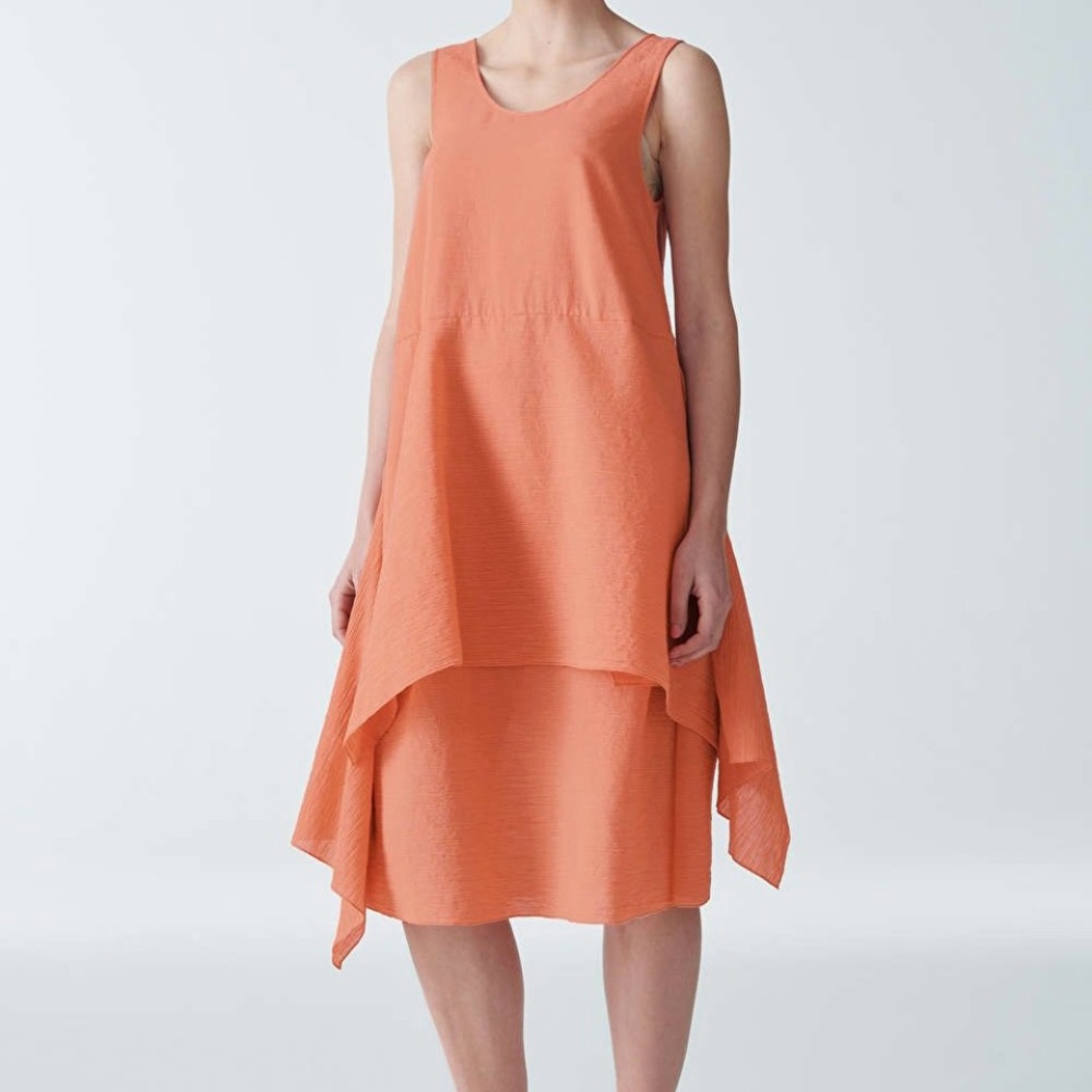 Elegant Orange Sleeveless Dress